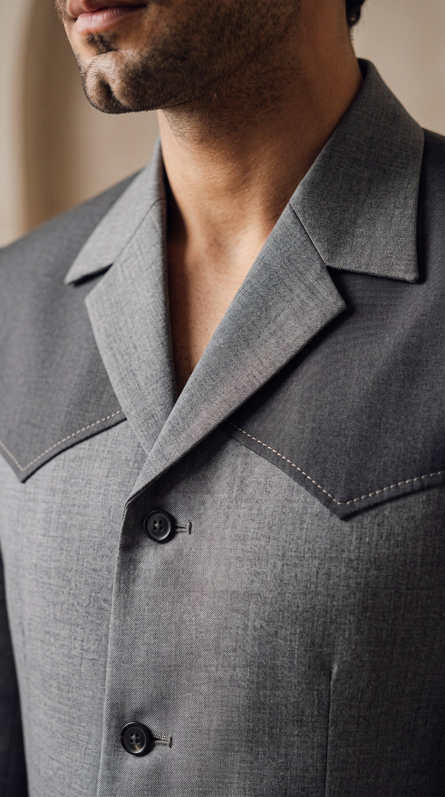 Grey Two-Tone Yoke Safari Jacket