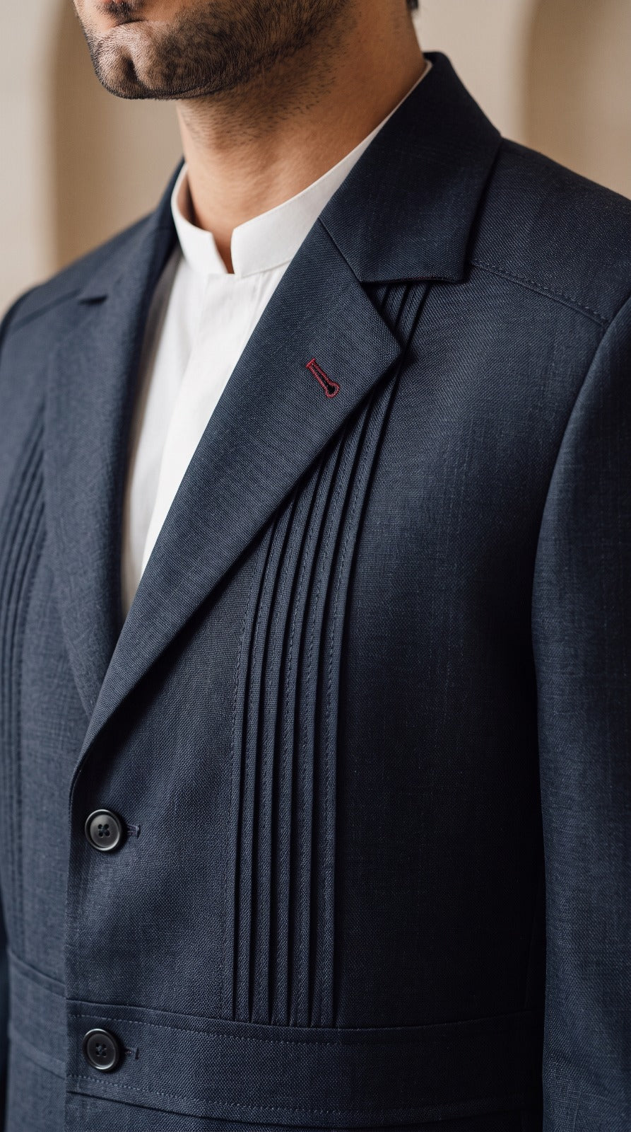 Navy Pintuck Safari Jacket
