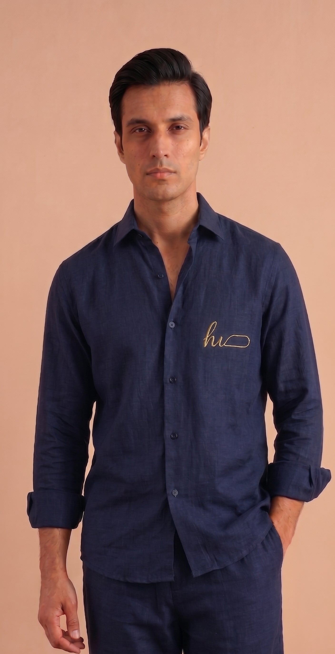 Navy Blue Linen Co-Rd Set