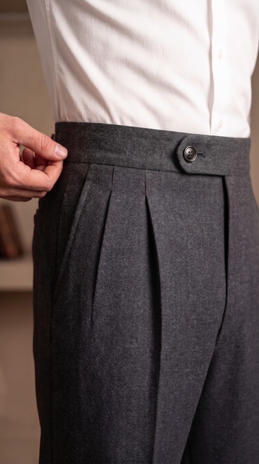 Charcoal Grey Pleated Trousers