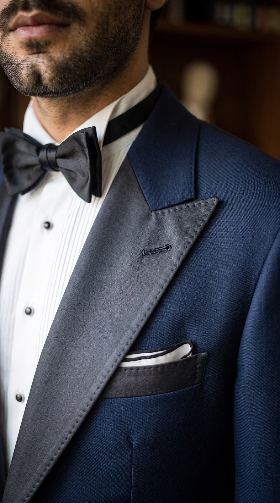 Navy Satin-Lapel Tuxedo