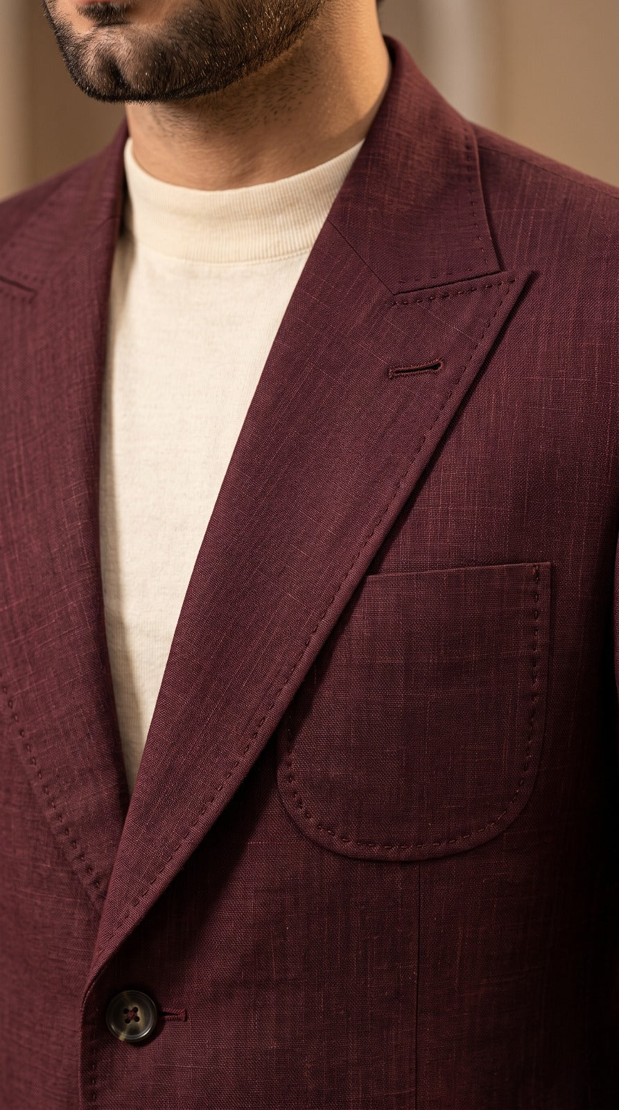 Burgundy Linen Suit