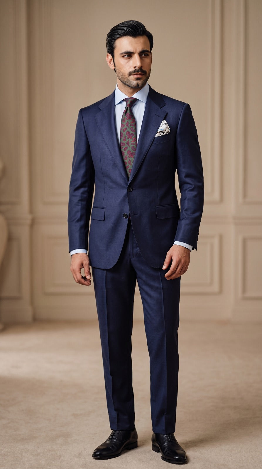 Navy Two-Piece Suit (Paisley Tie)