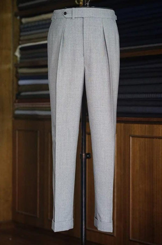 Light Grey Pleated Formal Trouser
