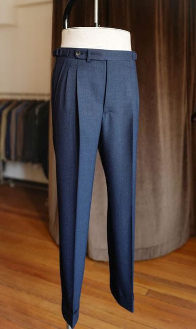 Navy Blue Pleated Formal Trouser