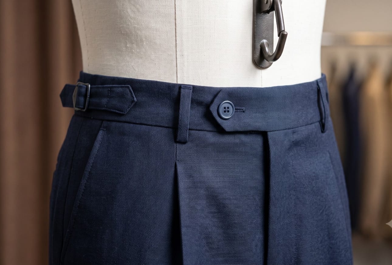 Navy Blue Pleated Formal Trouser