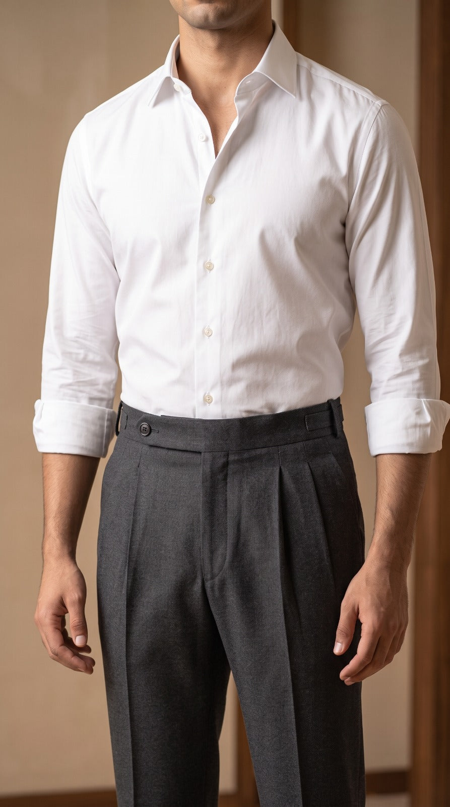Charcoal Grey Pleated Trousers
