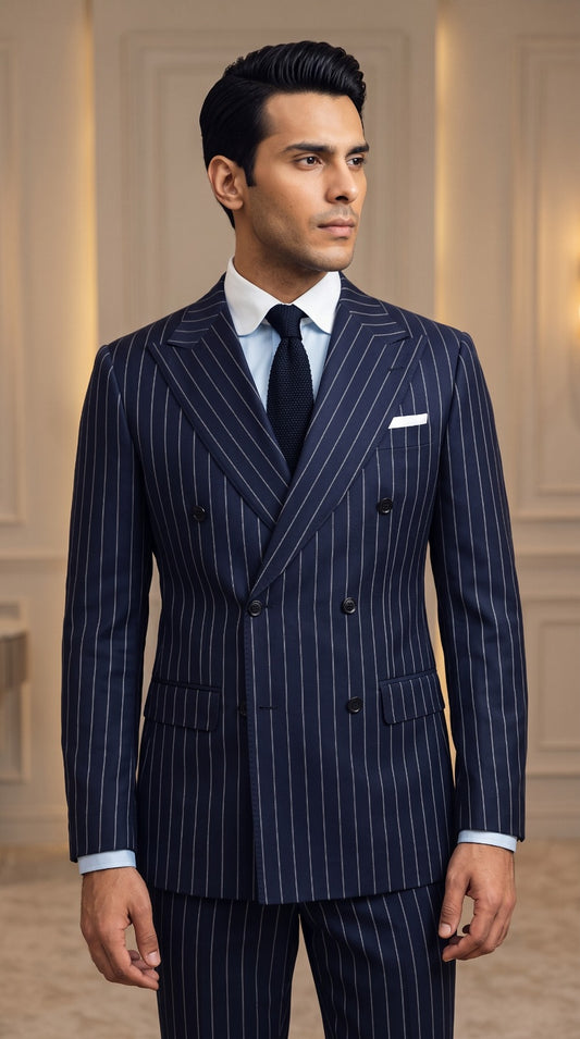 Navy Pinstripe Suit