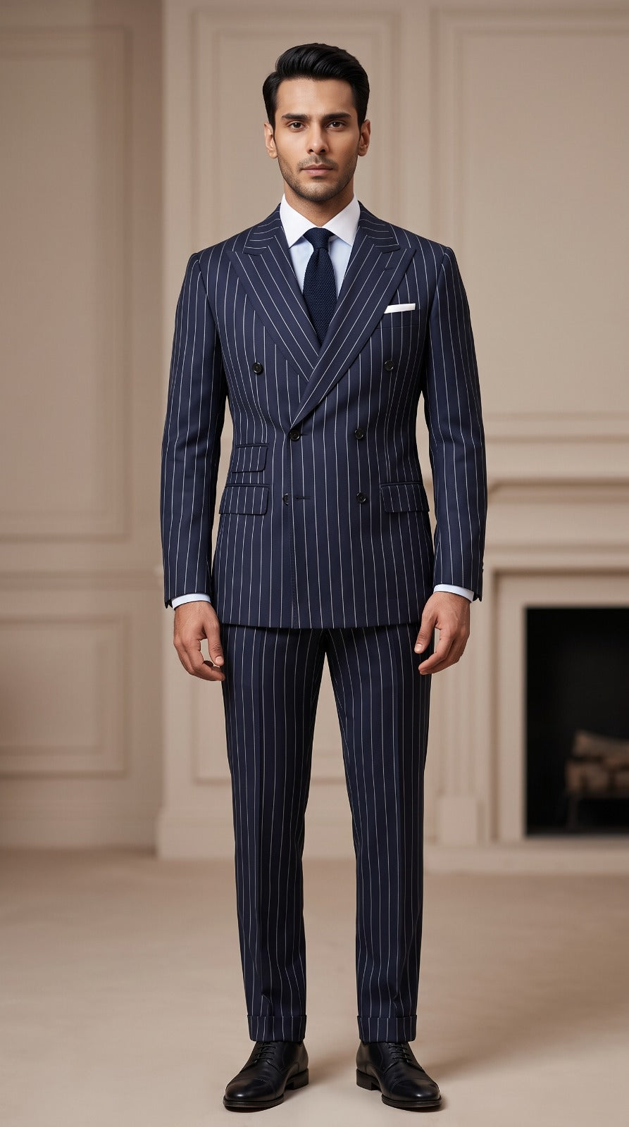 Navy Pinstripe Suit