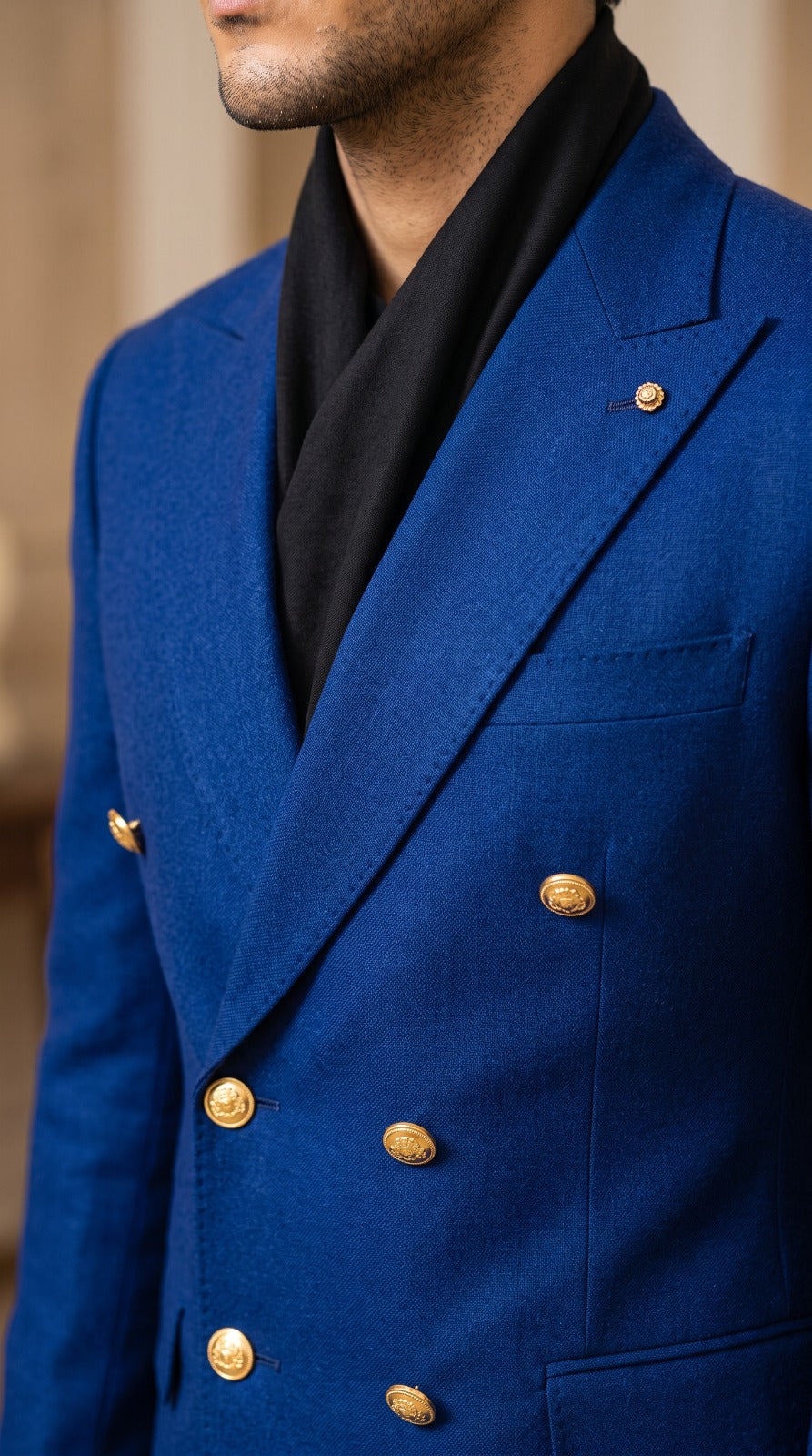 Royal Blue Double-Breasted Blazer