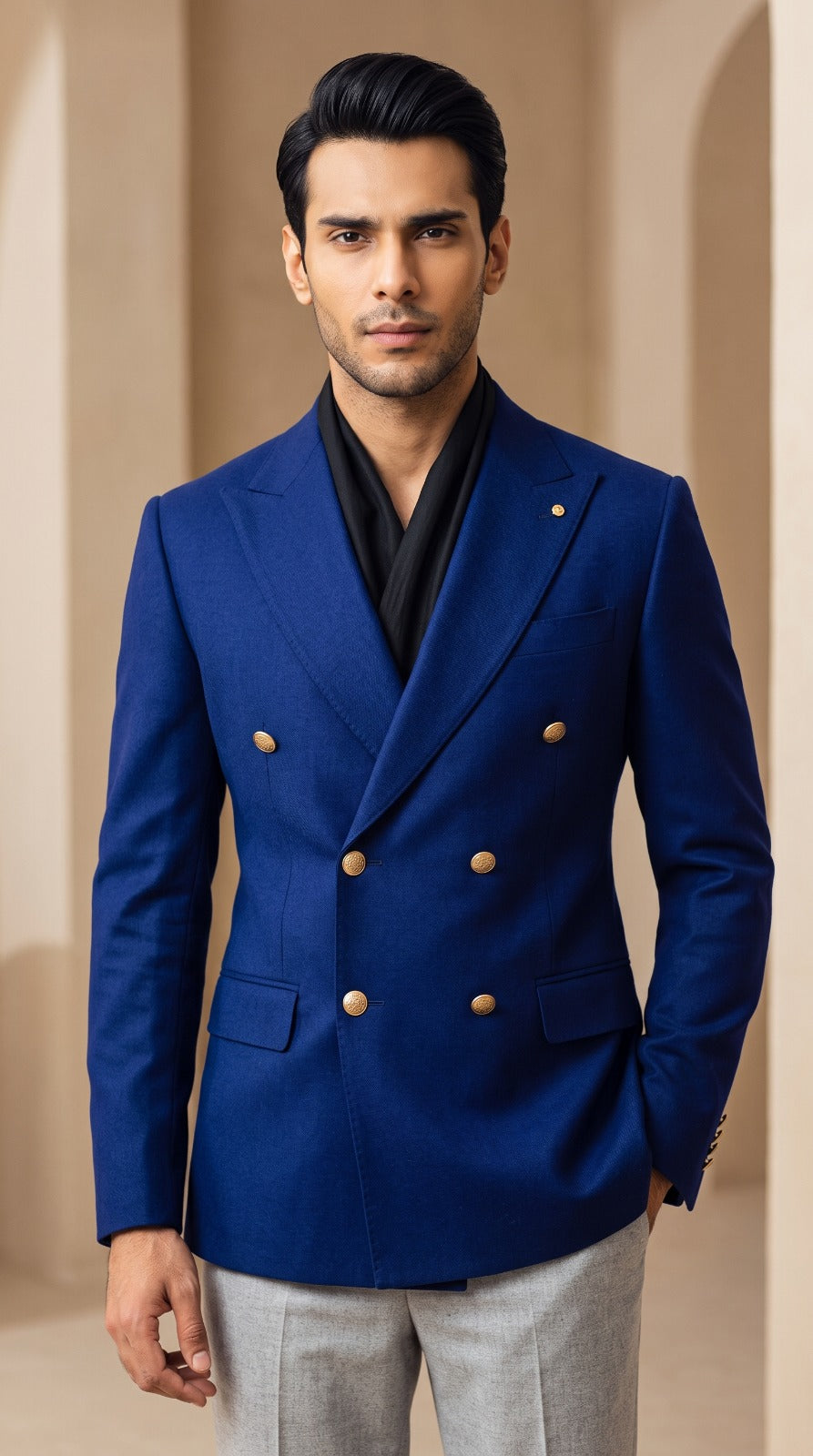 Royal Blue Double-Breasted Blazer