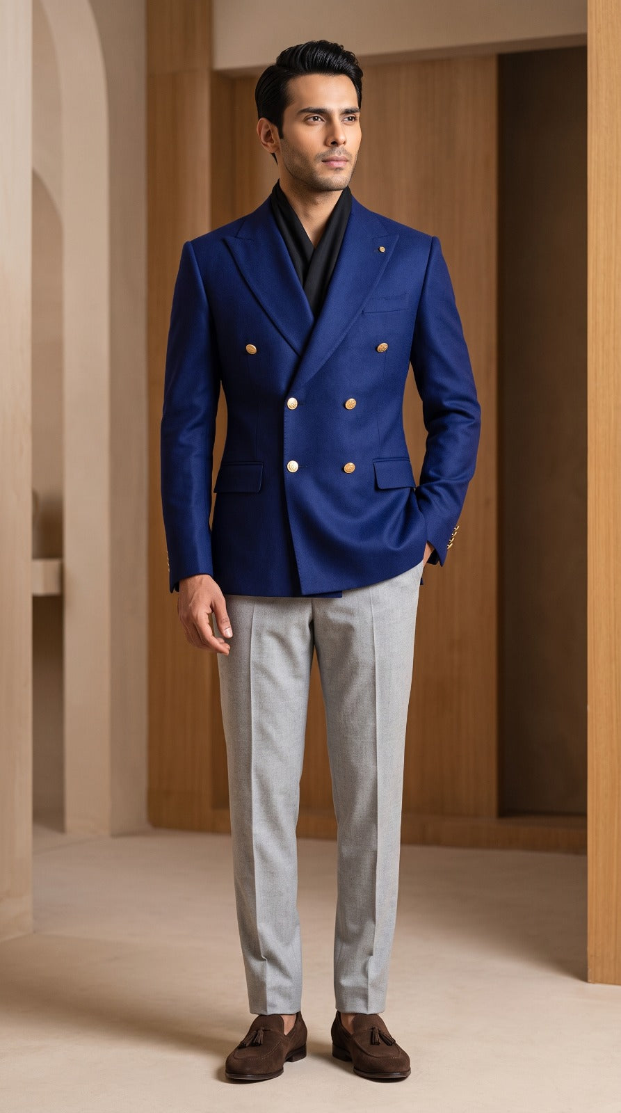 Royal Blue Double-Breasted Blazer