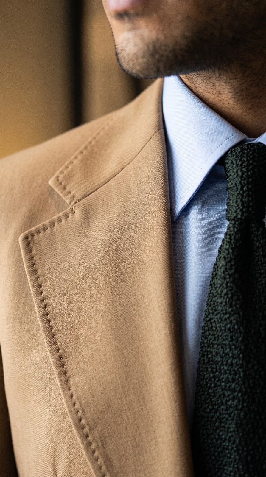 Camel Suit (Green Knit Tie)