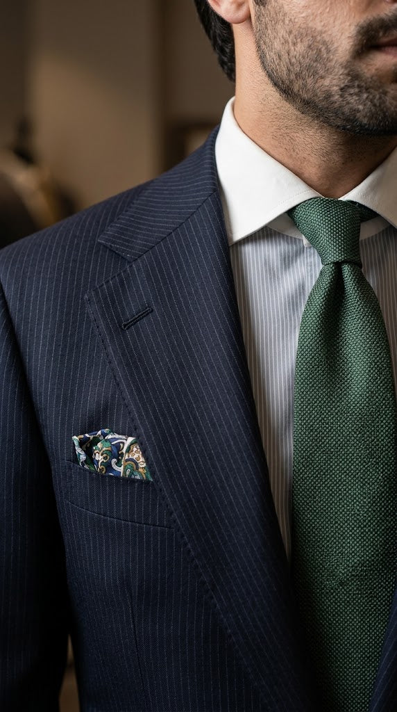 Navy Fine-Pinstripe Suit
