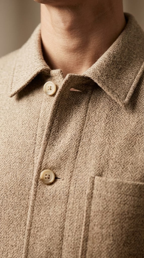 Beige Herringbone Tweed Jacket