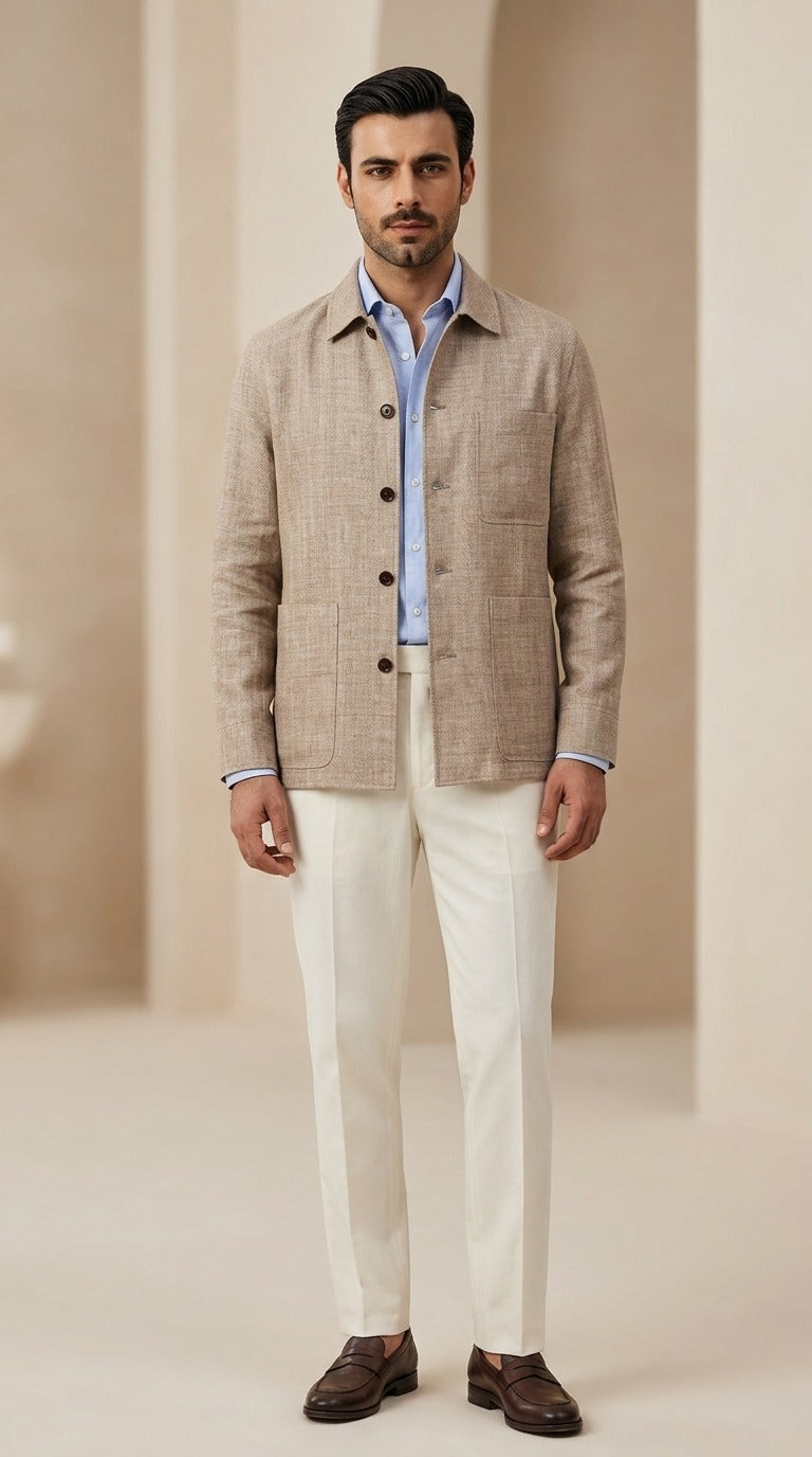 Brown Textured Tweed Jacket (Welt Pockets)