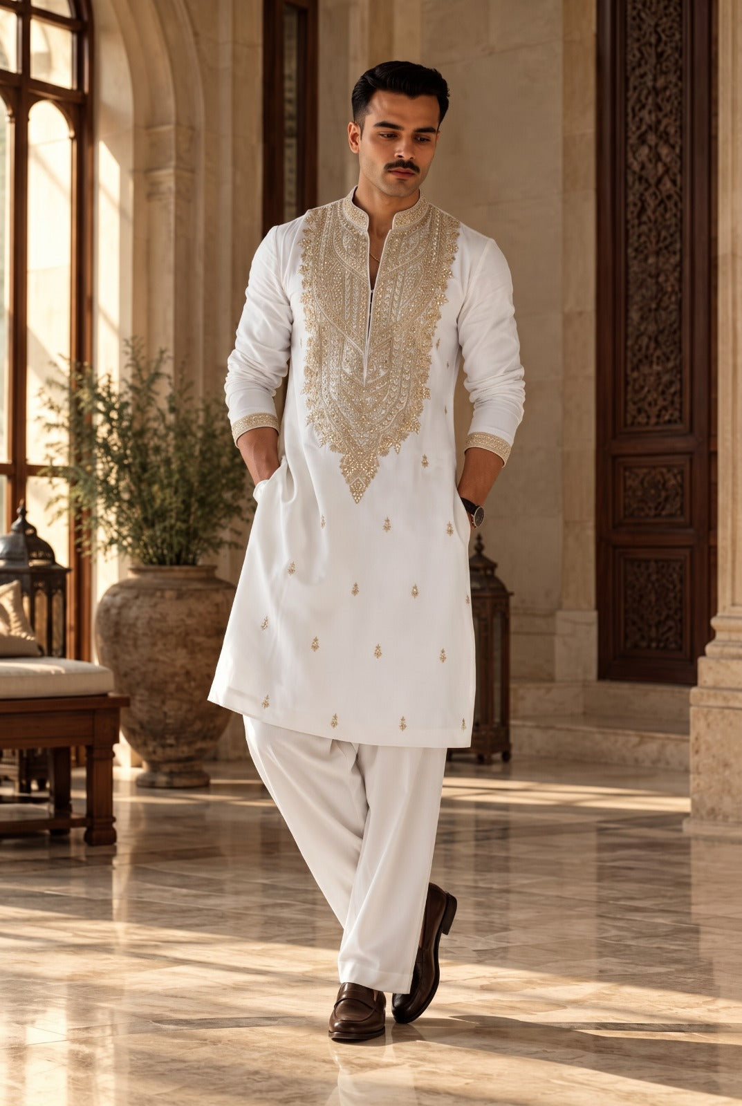 White Embroidered Kameez Shalwar