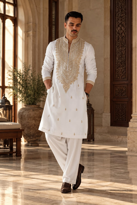 White Embroidered Kameez Shalwar