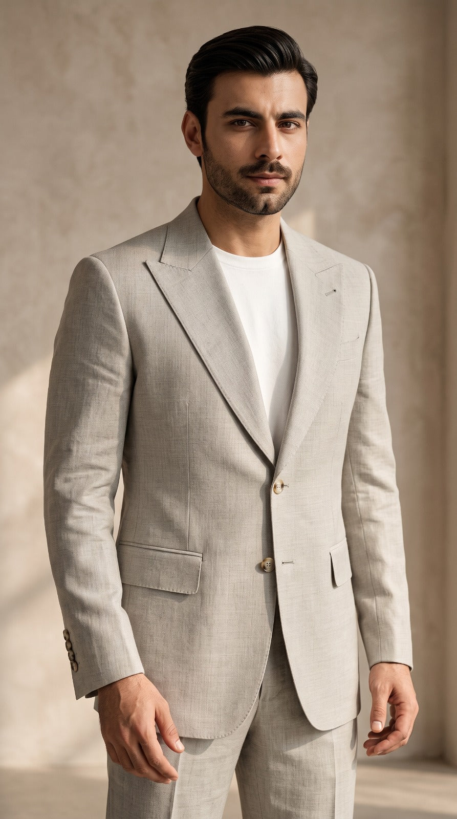Beige Linen Suit