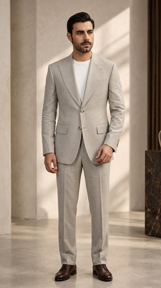 Beige Linen Suit