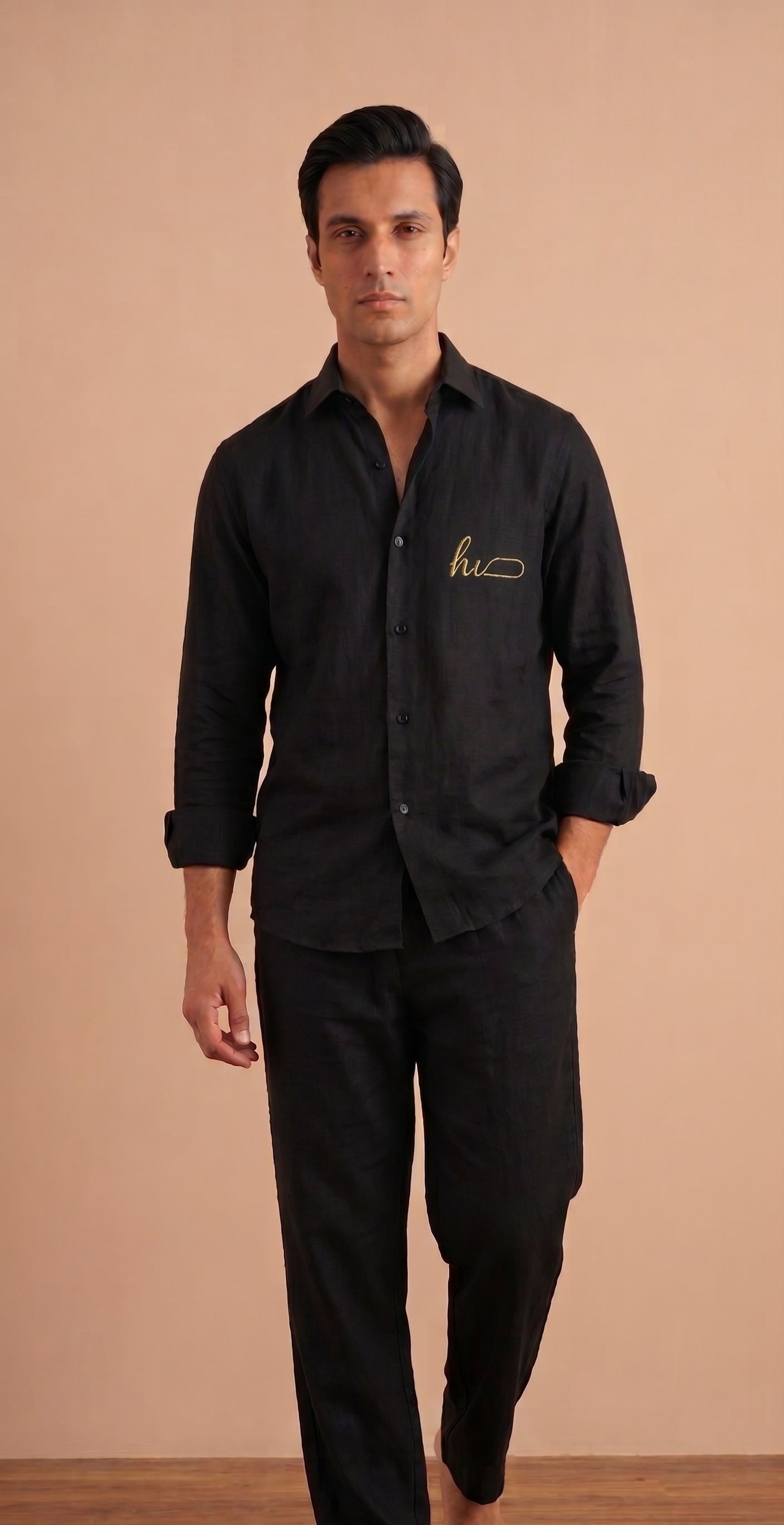 Black Linen Co-Rd Set