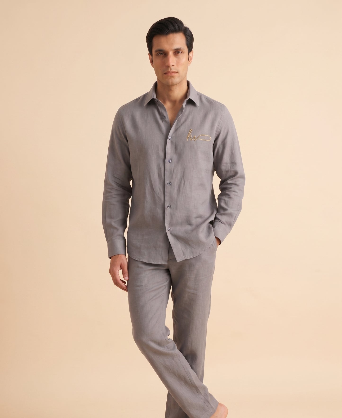 Grey Linen Co-Rd Set