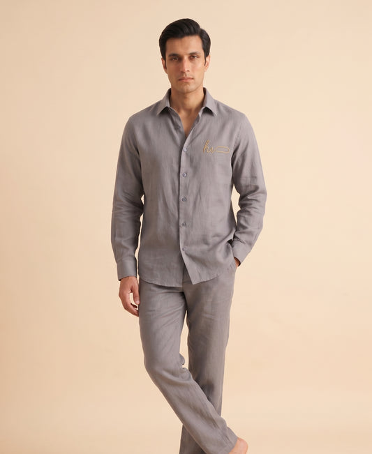 Grey Linen Co-Rd Set