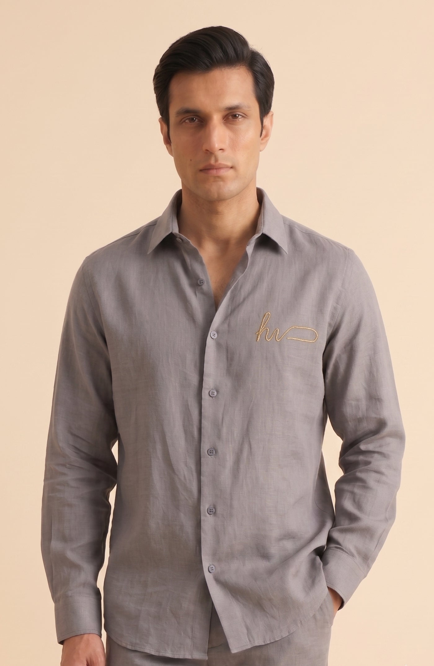 Grey Linen Co-Rd Set