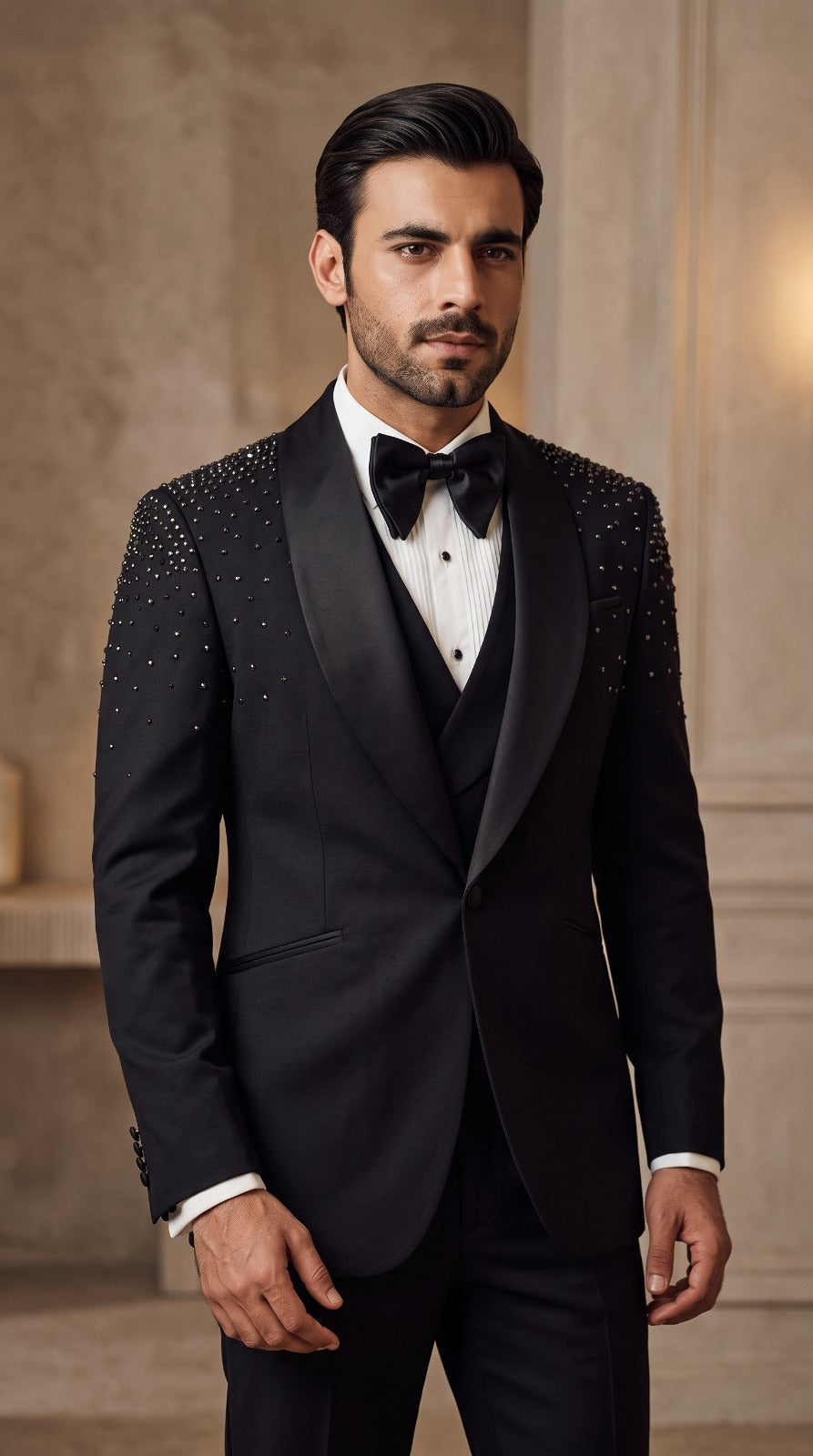 Black Crystal-Embellished Tuxedo