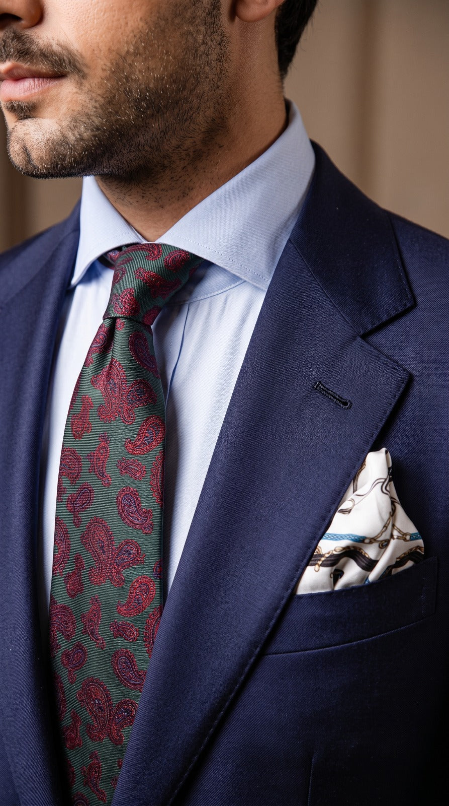 Navy Two-Piece Suit (Paisley Tie)