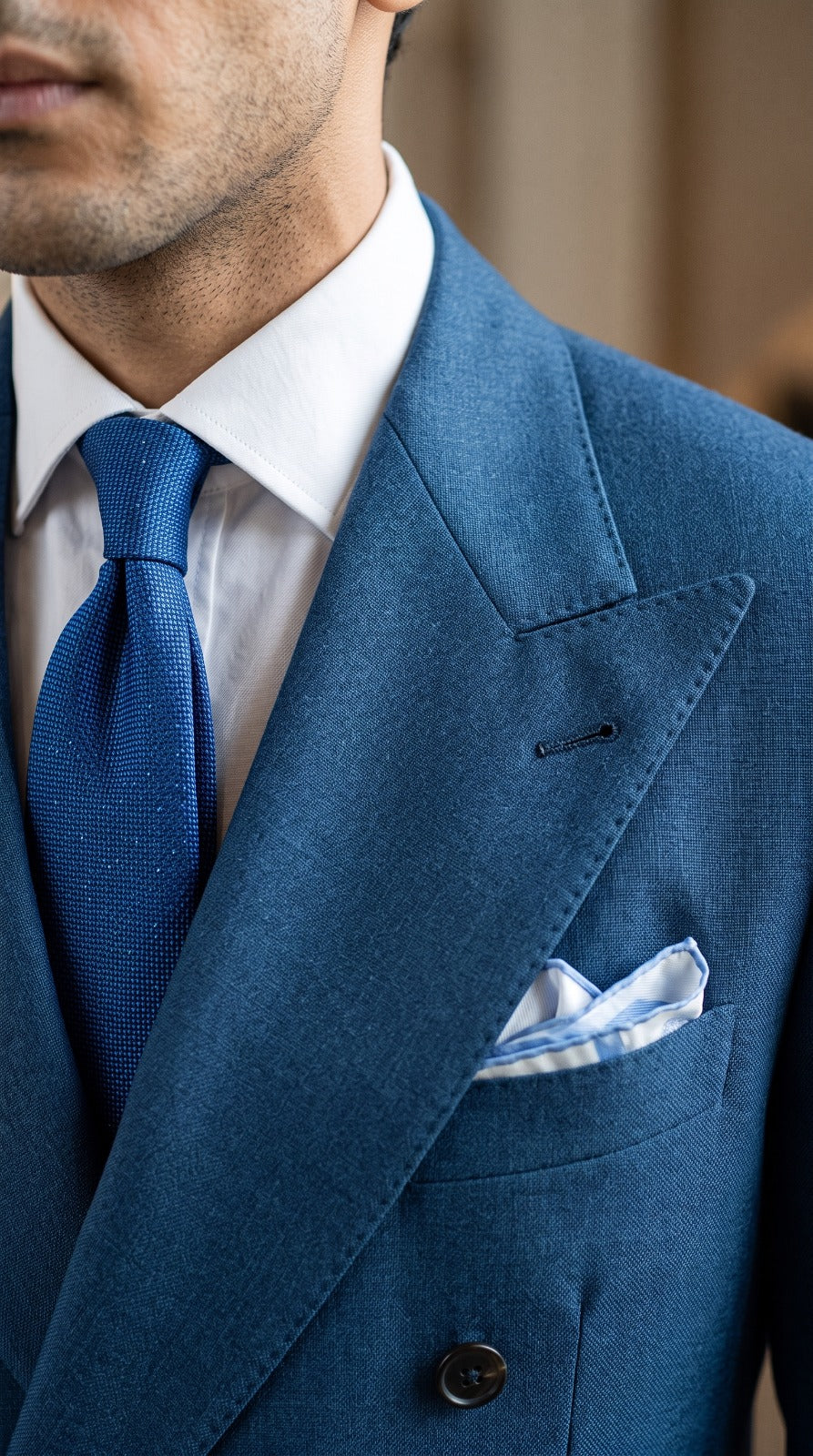 Steel Blue Double-Breasted Suit